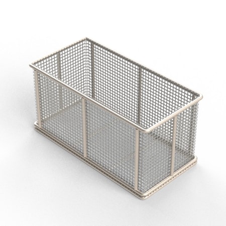 Rectangular Wire Mesh Basket: 12Lx6Wx6H, 304 SS, 1/4 Rod Frame, No Handles, Mesh: 2 X .063